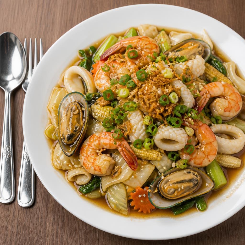 Bakmi Golek Capcay Goreng Seafood